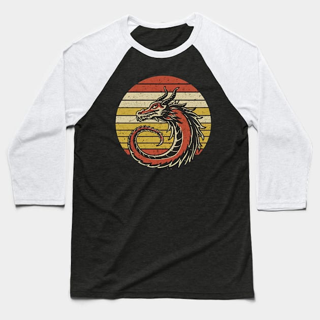 Retro vintage dragon Baseball T-Shirt by Spaceboyishere